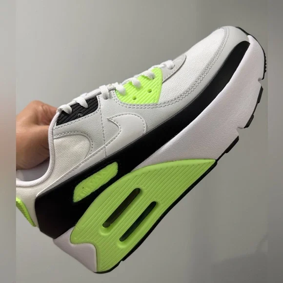 NIKE WOMENS AIR MAX 90 LV8 SNEAKERS-Photon Dust/White-Lime-Black-SIZE 8.5 - Picture 15 of 17
